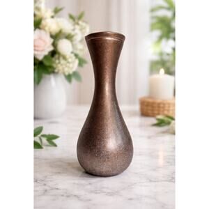 Metallic Bronze Handmade Textured Vase NWT Made in Turkey 9” AKCAM